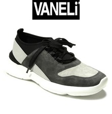 VANELI NIB 150 WOMEN ARCIS CARBON GREY SUEDED LEATHER SNEAKERS. SZ 9