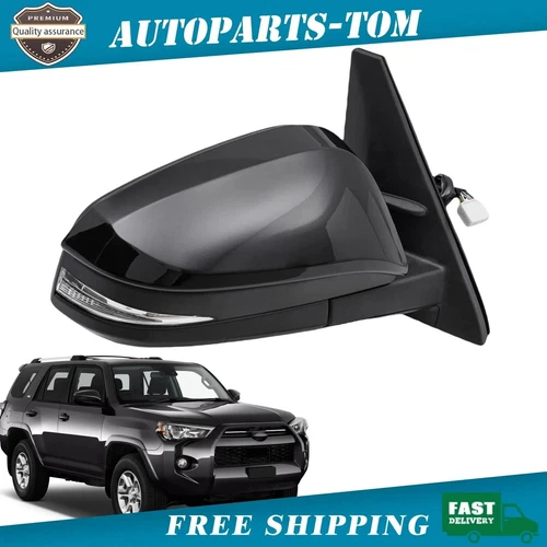Right RH Black Painted 9Pins Turn Light Mirror For Toyota 4RUNNER 2014-2021