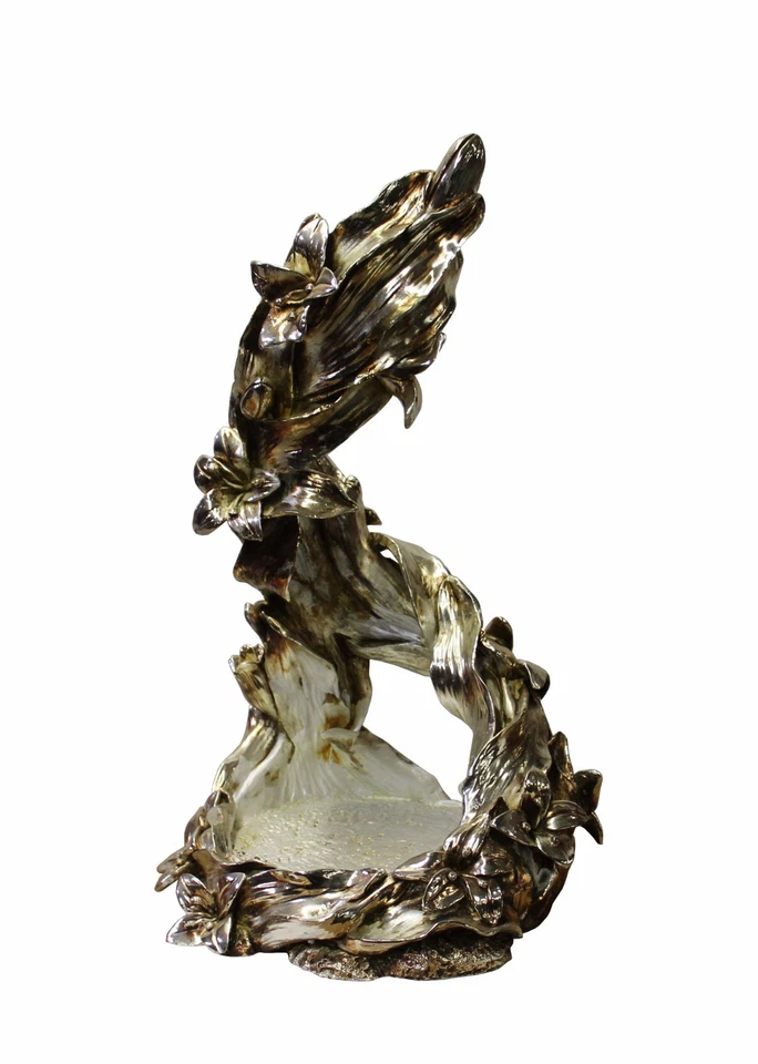 Unique Light Gold Silver Color Fruits Display Floral Fiber Glass Plate Tray n312 - Image 2 of 4