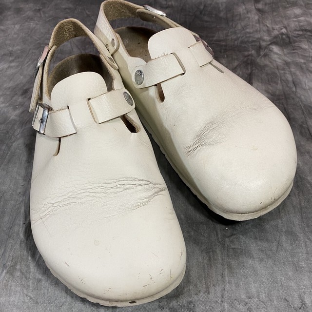 White Leather Birkenstock Closed Toe Clogs Shoe With Strap Size 39 | eBay