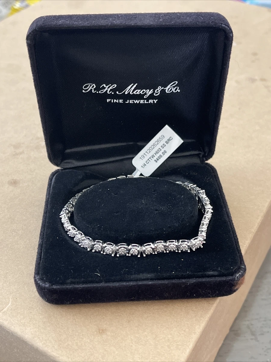 Macy's Diamond Heart Link Bracelet (1 ct. t.w.) in Sterling Silver - Macy's