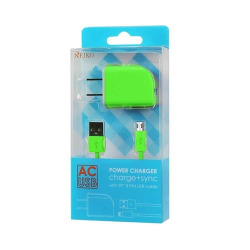 Reiko Micro USB 1 AMP Portable Micro Travel Adapter Charger with Cable in Green - Picture 4 of 4