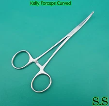 3 KELLY HEMOSTAT LOCKING FORCEPS CURVED TIP 7", 8", 10"