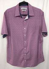 Nick Graham Everywhere Mens Large Purple Printed Short Sleeve Button Up Shirt