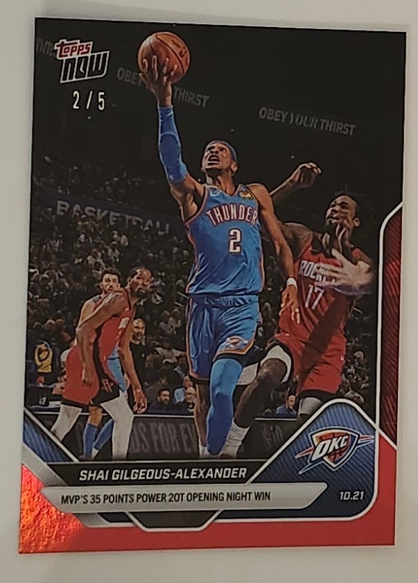 2025-26 Topps Now NBA Card 1 Shai Gilgeous-Alexander RED Foil Parallel 2/5 Match