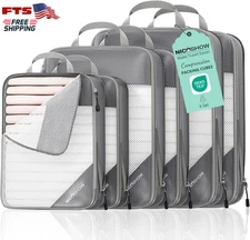 6 Set Compression Packing Cubes Travel Lightweight Space Saving Luggage Organize