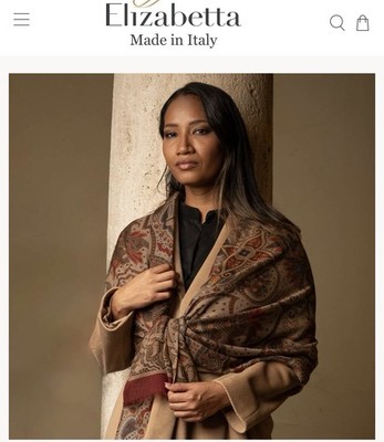 Elizabetta Made In Italy Ufizzi Travertine Beige Lightweight Wool Paisley NWOT