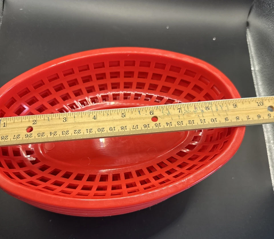Red Oval Reusable Plastic Serving Basket Table Craft Product Co Set Of 9 - Image 4 of 4