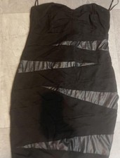 Women Black Mini Bodycon Dress With Sliver