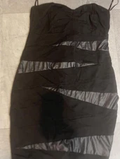 Women Black Mini Bodycon Dress With Sliver