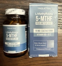 X2 Triquetra L-Methylfolate 5-MTHF plus Methyl B12 7.5MG 60 Ct, Exp 10/26.