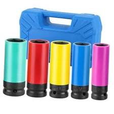  1/2 Inch Drive Wheel Protector Impact Socket Set, 5PCS Impact Lug Nut Socket 