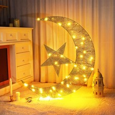 Pre-lit Eid Metal Ramadan Moon Star Light Decoration Eid Mubarak Decorations ...