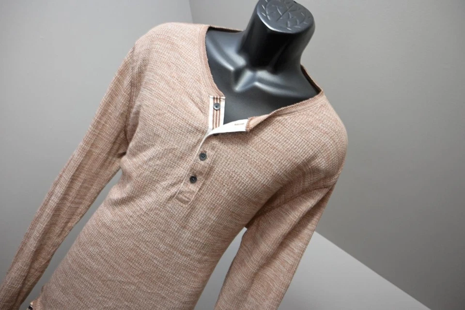 Suéter Express Henley Peso Ligero Suelto Tejido Marrón Blanco Para Hombre Talla XL Foto 4 de 4