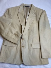 Lands End Corduroy Sport Coat Mens 46 R Light Tan Button Preppy Blazer