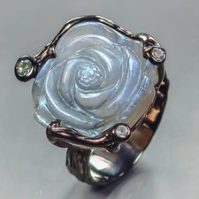 AAA Stunning 23 ct Natural Labradorite Ring 925 Sterling Silver Size 8 /R447344