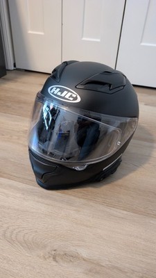 HJC F71 Helmet with Smart HJC 50B Motorcycle Helmet Black (Large)