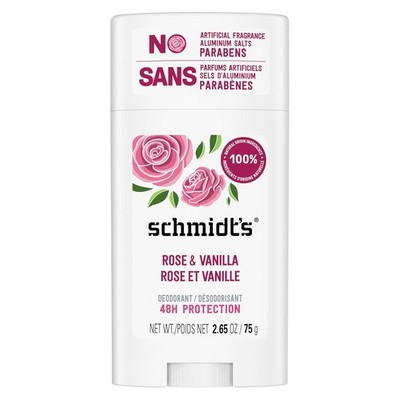 Schmidt's Aluminum-Free Vegan Deodorant Rose & Vanilla with 24 Hour Odor Protect