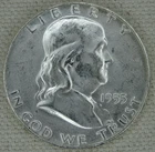 1955 Franklin Half Dollar US Mint 90% Silver 50C Coin Unc