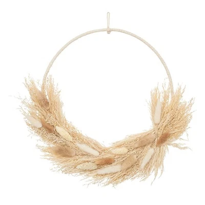 Couronne de Fleurs Séchées "Murale" 34cm Beige - Photo 1/2