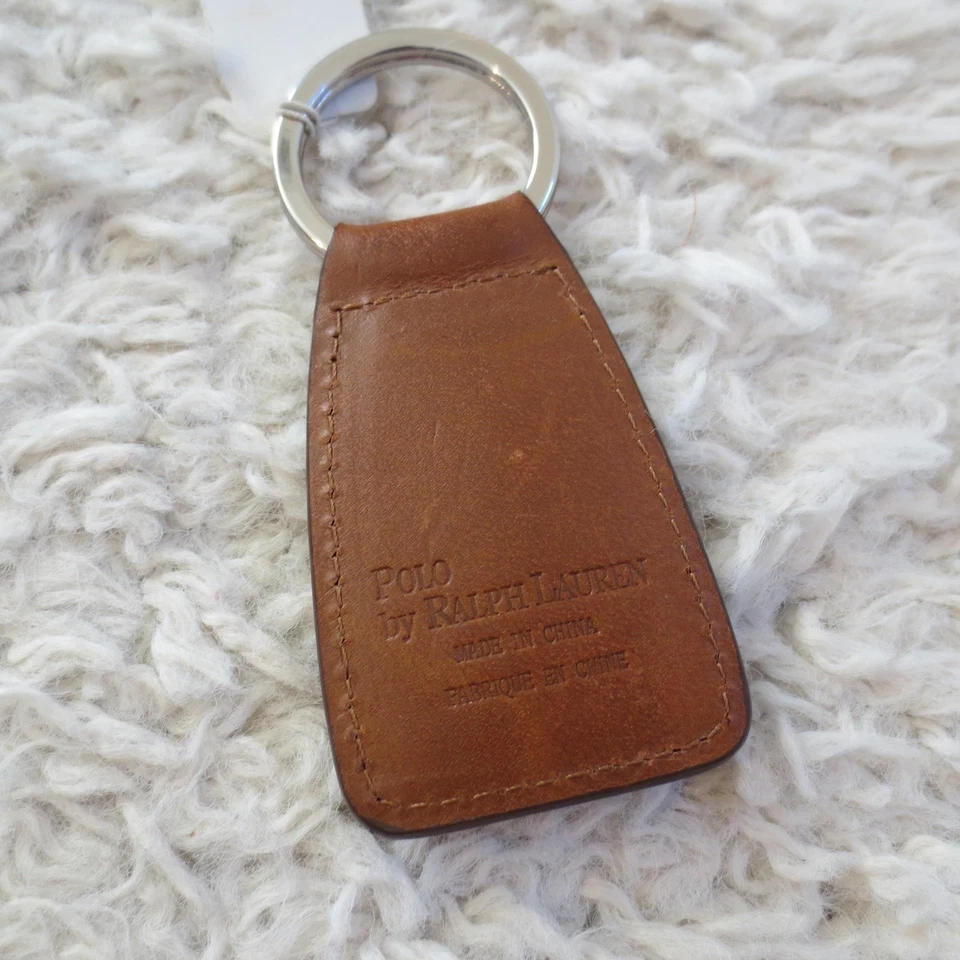 Polo Ralph Lauren Llavero Llavero Cuero Marrón Bordado Pequeño Poni Foto 3 de 4