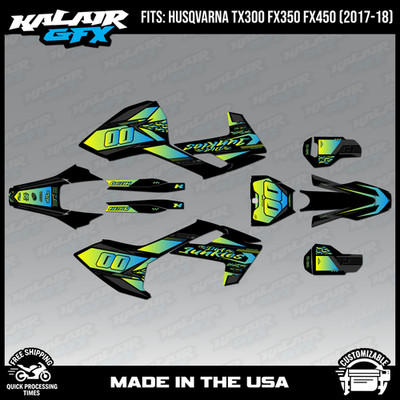 Graphics Kit for Husqvarna TX300 FX350 FX450 (2017-2018) Rugged - GREEN