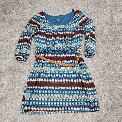 City Triangle Women's Bodycon Sundress Bohemian Paisley Blue Large