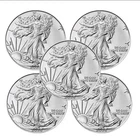 Lot of 5 - 2025 $1 American Silver Eagle 1 oz BU Bullion Lot