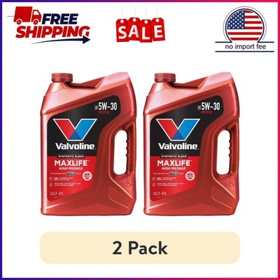 (2 pack) Valvoline MaxLife High Mileage 5W-30 Synthetic Blend Motor Oil 5 Quart