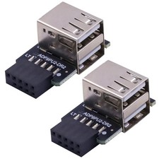 9pin USB 2.0 Female Motherboard Header to Dual USB 2.0 Type A Port 90 Degree ...