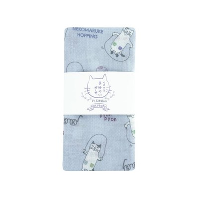 [Kusuguru Japan] Gauze Tenugui (Japanese Hand Towel) - Cat-Themed Gy_