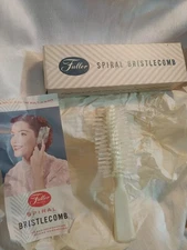 NEW Vintage FULLER Hairbrush SPIRAL HALF ROUND Nylon Cream Nylon Bristles NOS