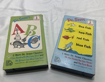 Vintage Dr. Seuss VHS 1989 Tapes One Fish Two Fish Red Fish & ABC & More!