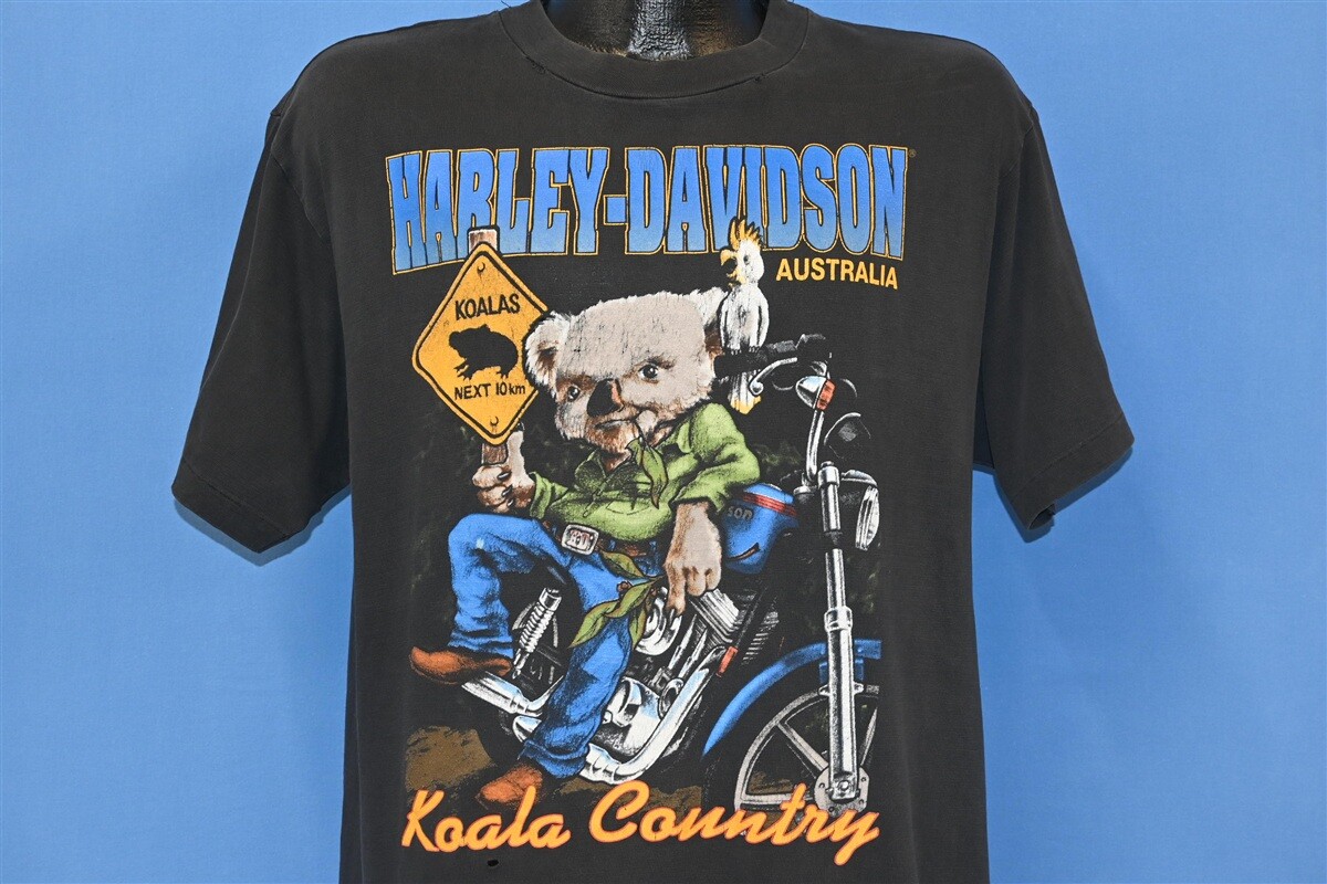 vintage 90s HARLEY-DAVIDSON AUSTRALIA KOALA COUNTRY MOTORCYCLE t-shirt MEDIUM M