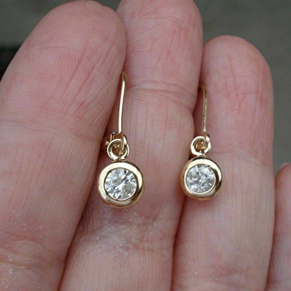 14K Yellow Gold Over Round Diamond-Cut Lab Created Women's Huggie Hoop Earrings - Image 4 of 4