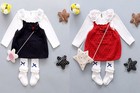 2Pcs Toddler Infant Girls Outfits Tshirt tops + Braces skirt Kids Clothes Set