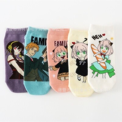 5 Paar Karton SPY×FAMILY kurze Socken Damen Mädchen lässig bequeme Crew-Socken