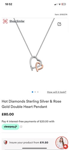 Hot Diamonds Sterling Silver & Rose Gold Double Heart Pendant Mothers Day - Picture 4 of 4