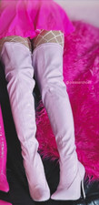 5" Baby Pink Latex Thigh High Drag Queen Crossdresser Over the Knee Boots Womans