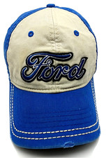 Ford Motor Company Hat Distressed-style Blue Adjustable Cotton Cap