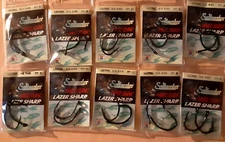 10-pack lot EAGLE CLAW LAZER SHARP black SALTWATER SEA GUARD HOOK  9/0  L317mmg