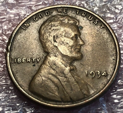 1934 Lincoln Wheat Cent Fine Condition Copper Coin Philadelphia US