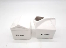 Luxhabitat White Ceramic House Shaped Sugar & Creamer Set