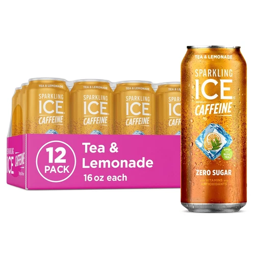 Sparkling Ice Caffeine Tea + Lemonade Caffeine, Zero Sugar, 16 Oz (Pack of 12)