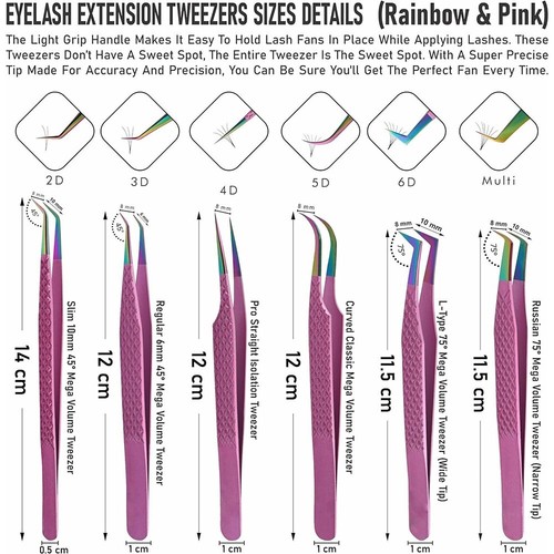 Tweezers for Eyelash Extensions. Stainless Steel Professional Eye Lash Extension - Picture 2 of 2