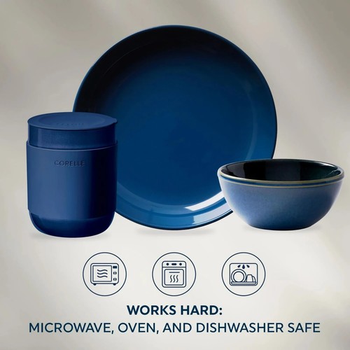 Corelle Stoneware 16-Pc Dinnerware Set for-4 Handcrafted, NAVY - BRAND NEW - Picture 5 of 5