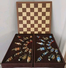 SAC Studio Anne Carlton Alice in Wonderland Hand Made Painted Chess Set Board