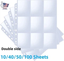 Trading Card Pages Sleeves Album Binder Protector 10/40/50/100 Sheets Baseball