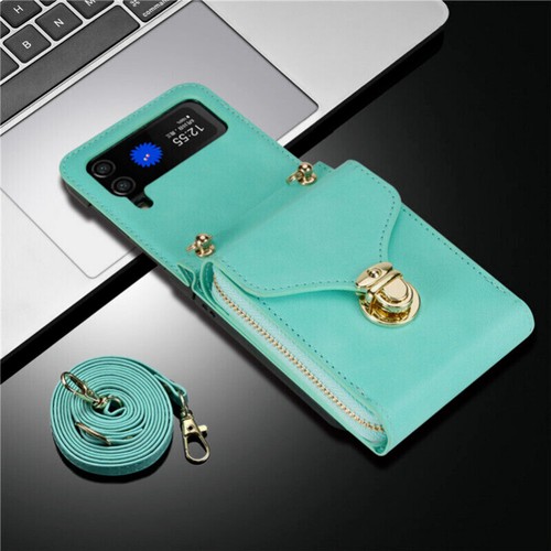 Zipper Wallet Purse Crossbody Phone Case For Samsung Galaxy Z Flip5 4 Flip 3 5G - Picture 56 of 67