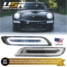 991 Turbo Style Front Bumper Led Drlsignalfog Light For 05-08 Porsche 997 911